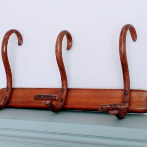 Antique Thonet Bentwood Coat Hat Rack 3 Hooks – Vintage French Bistro Hat Coat Rack, French Farmhouse Coat Hooks