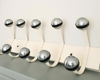 Vintage French Cream Metal Coat Rack- Retro Atomic Mid-Century Decor