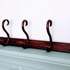 Antique Thonet Bentwood 5-Hook Coat Rack – Vintage French Bistro Hat Hooks, Thonet Hat Coat Rack Decor