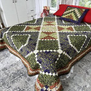 Conjunto de colcha patchwork tamanho king, colcha de algodão feita à mão com fronha decorativa, colcha patchwork tradicional, roupa de cama exclusiva.