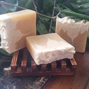 Jabón facial de limón de avena, jabón corporal, avena de limón cremoso, color de barra facial vegana puede variar