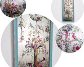 1910s antique verre églomisé mirror panel - Reverse painting on glass gilded with silver leaf - Art Nouveau botanical floral painting