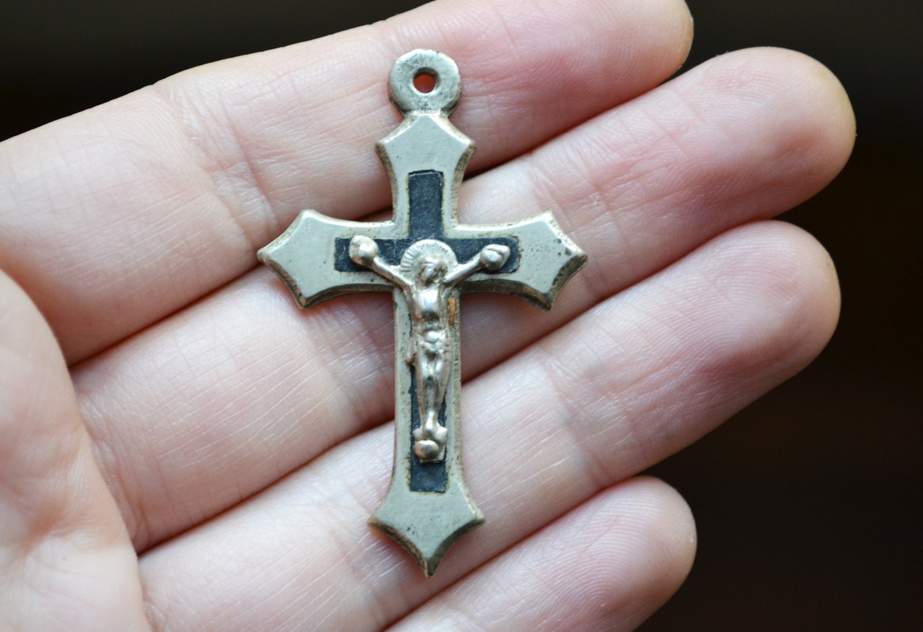 Croix, Crucifix, Bois, Metal, Ancien , Français, Cadeau Religieux, Crucifix Antique