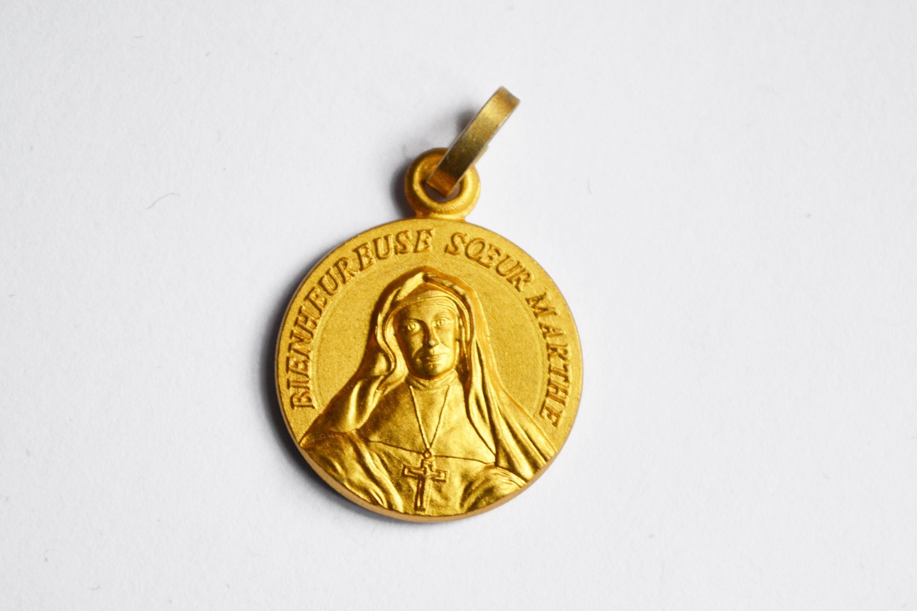 Médaille, Soeur Marthe, Bienheureuse, France, Doré, Vintage