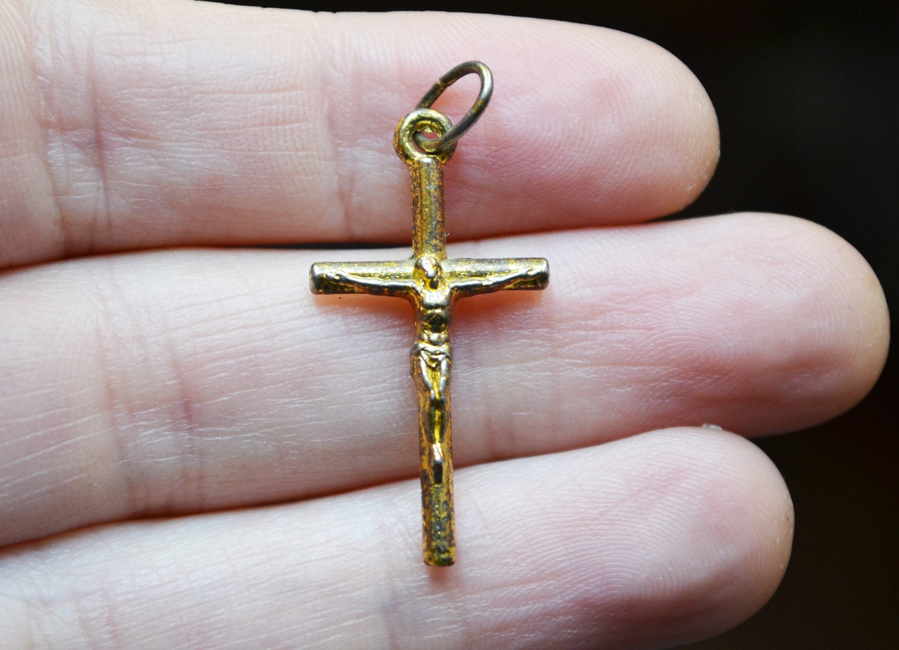 Crucifix, Crois, Vintage, Antique, Cadeau Religieux, Couleur Or, Jésus-Christ, Catholique
