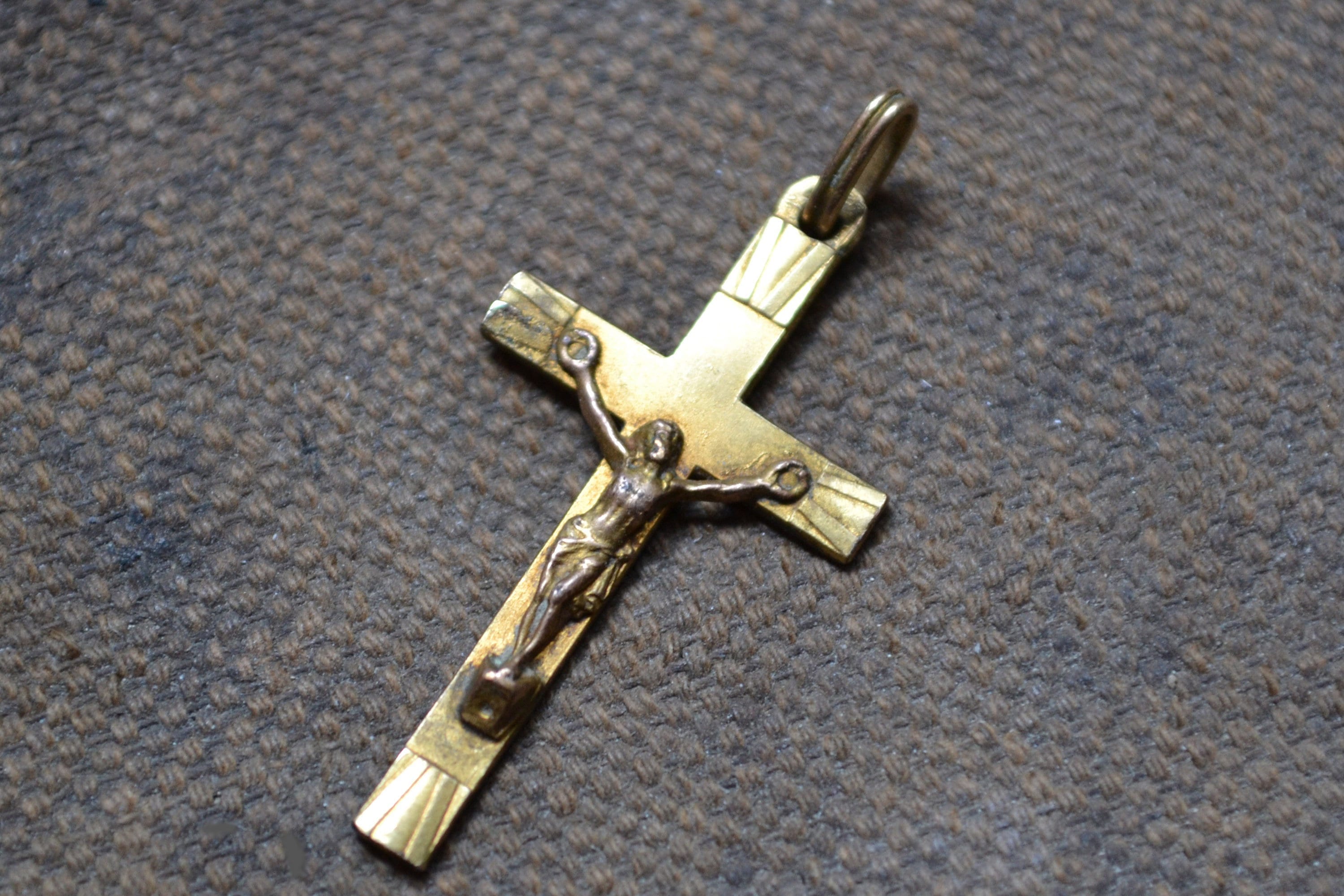 Crucifix, Crois, Vintage, Antique, Cadeau Religieux, Couleur Or, Jésus-Christ, Catholique