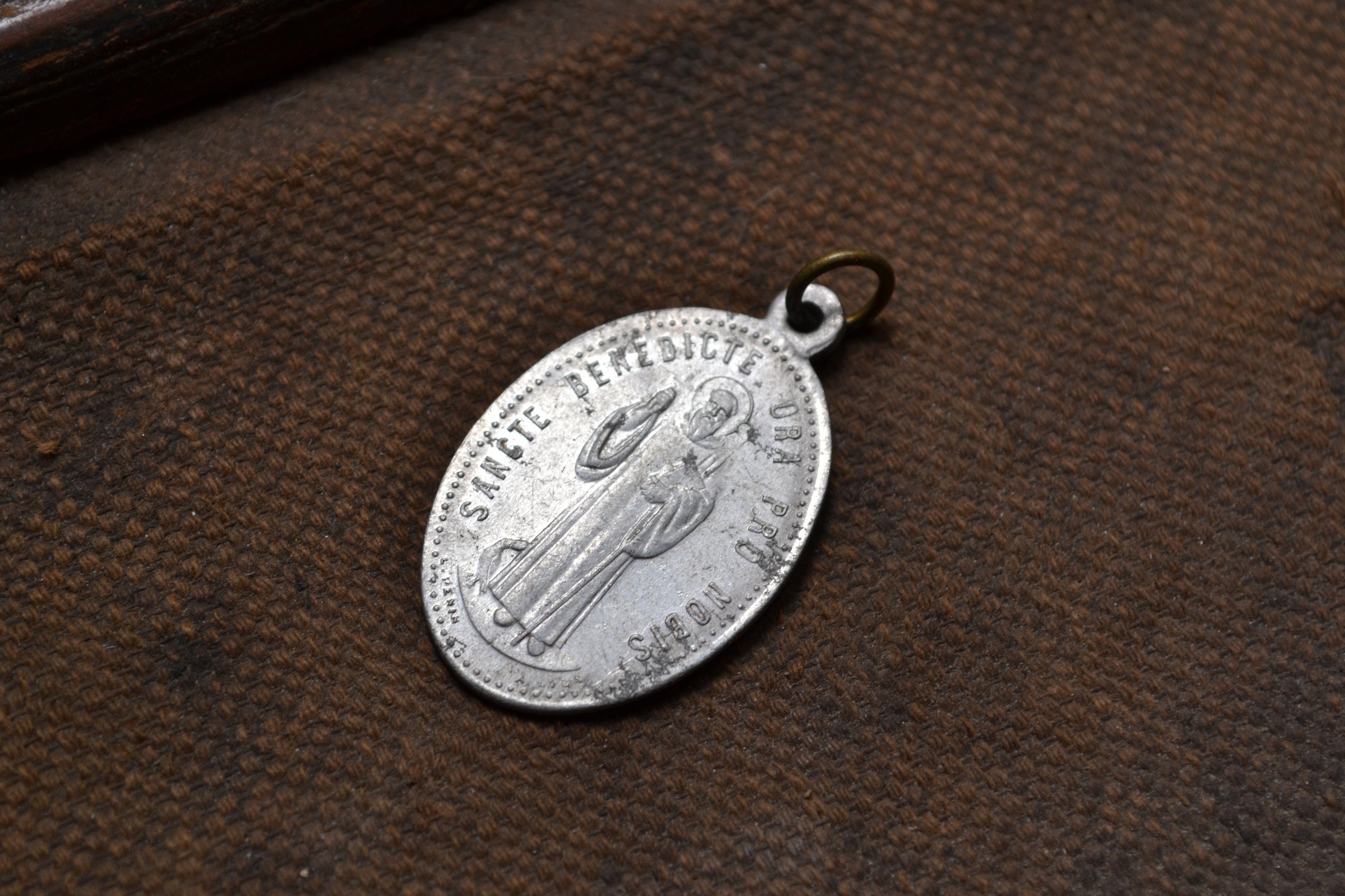 Médaille Antique, Saint-Benoît, Vintage, Pendentif Religieux, Benedictin