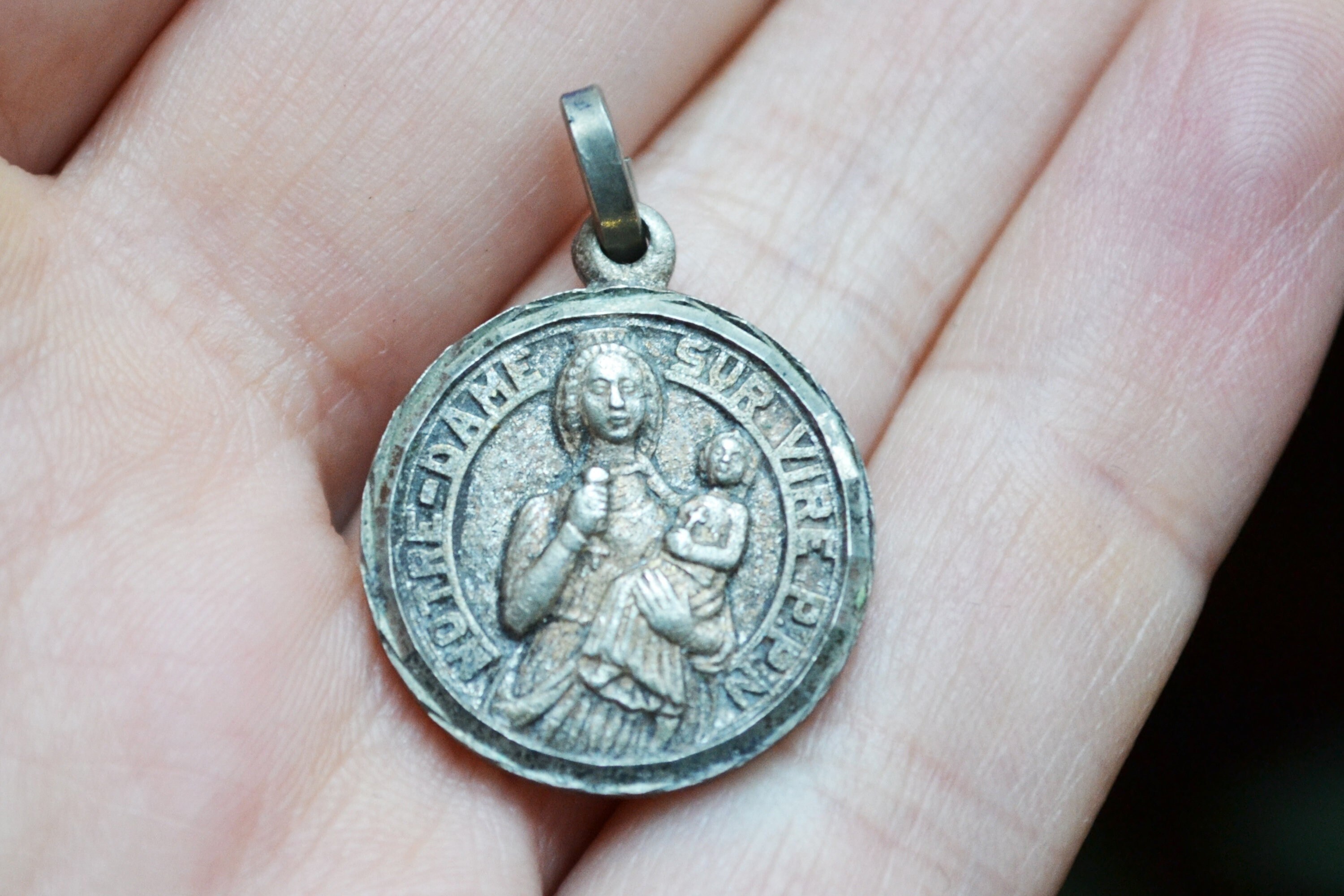 Médaille Religieuse, Notre Dame sur Vire, Sainte Anne, Vintage, Français, Vintage