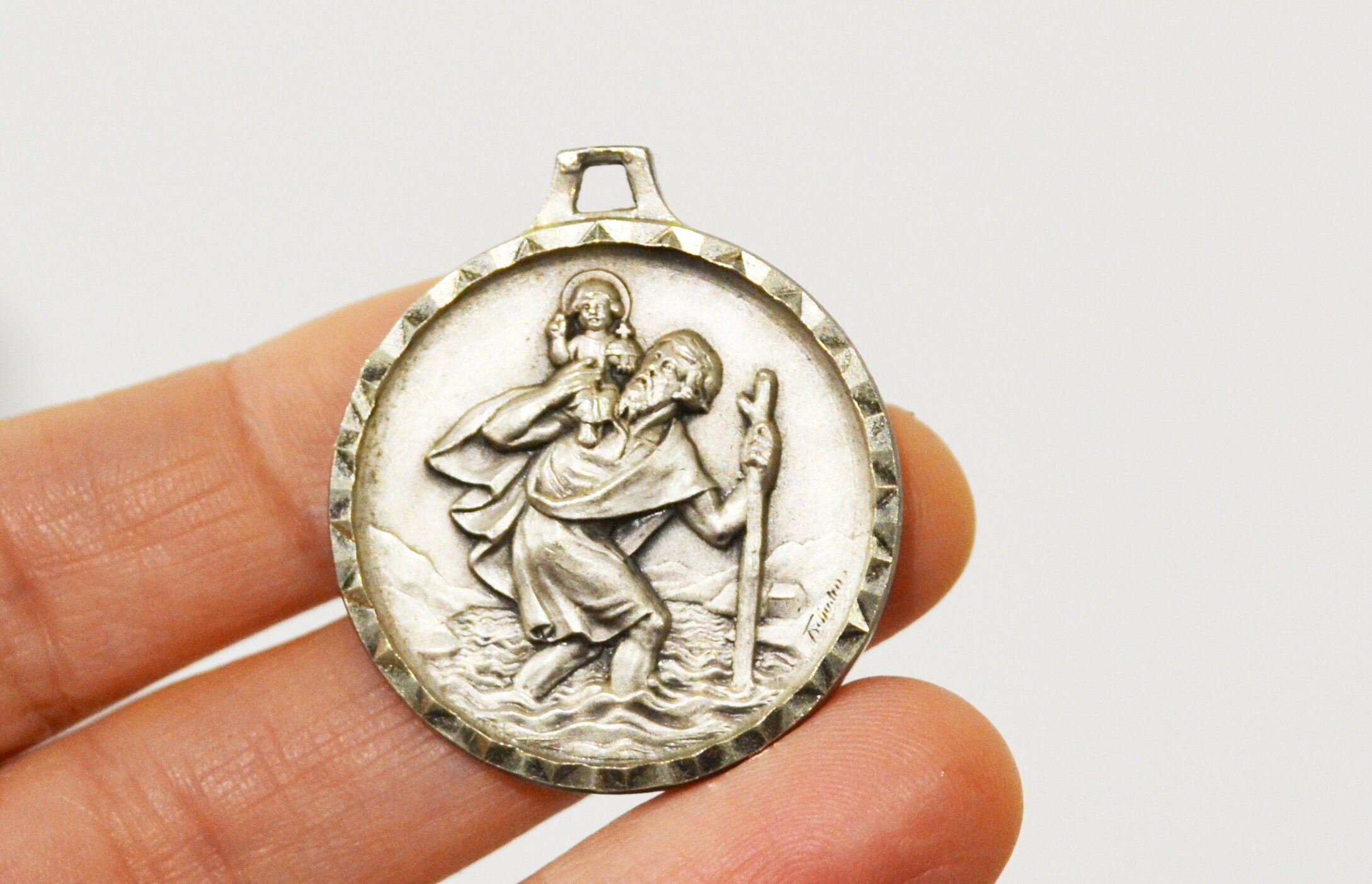 Médaille, Paris, Tour Eiffel, Saint-Christophe, Médaillon, Religieux Rare Français, Antique en Métal