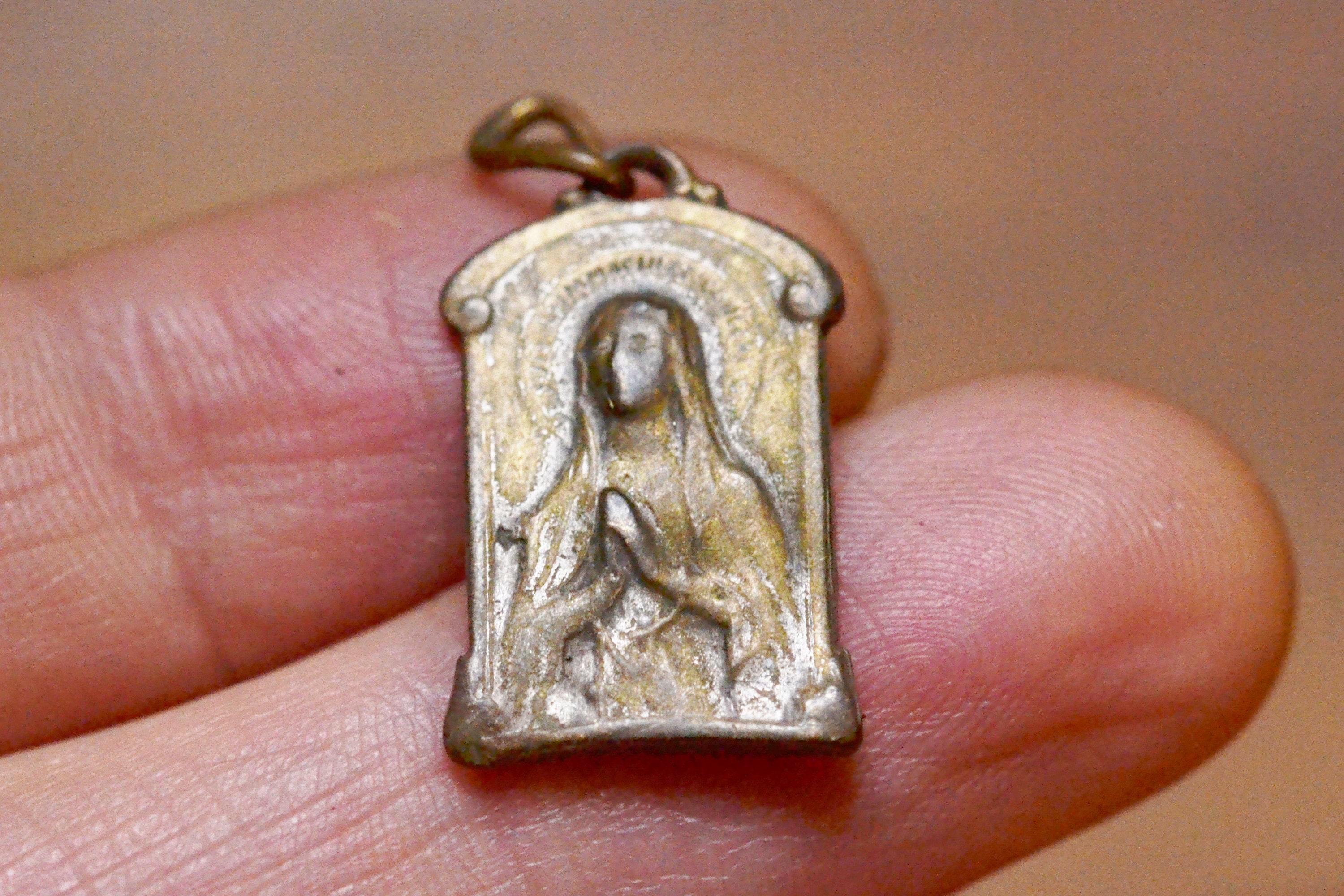 Pendentif Vierge Marie, Sainte France Vintage, Médaille Catholique, Souvenir Français Antique Médail