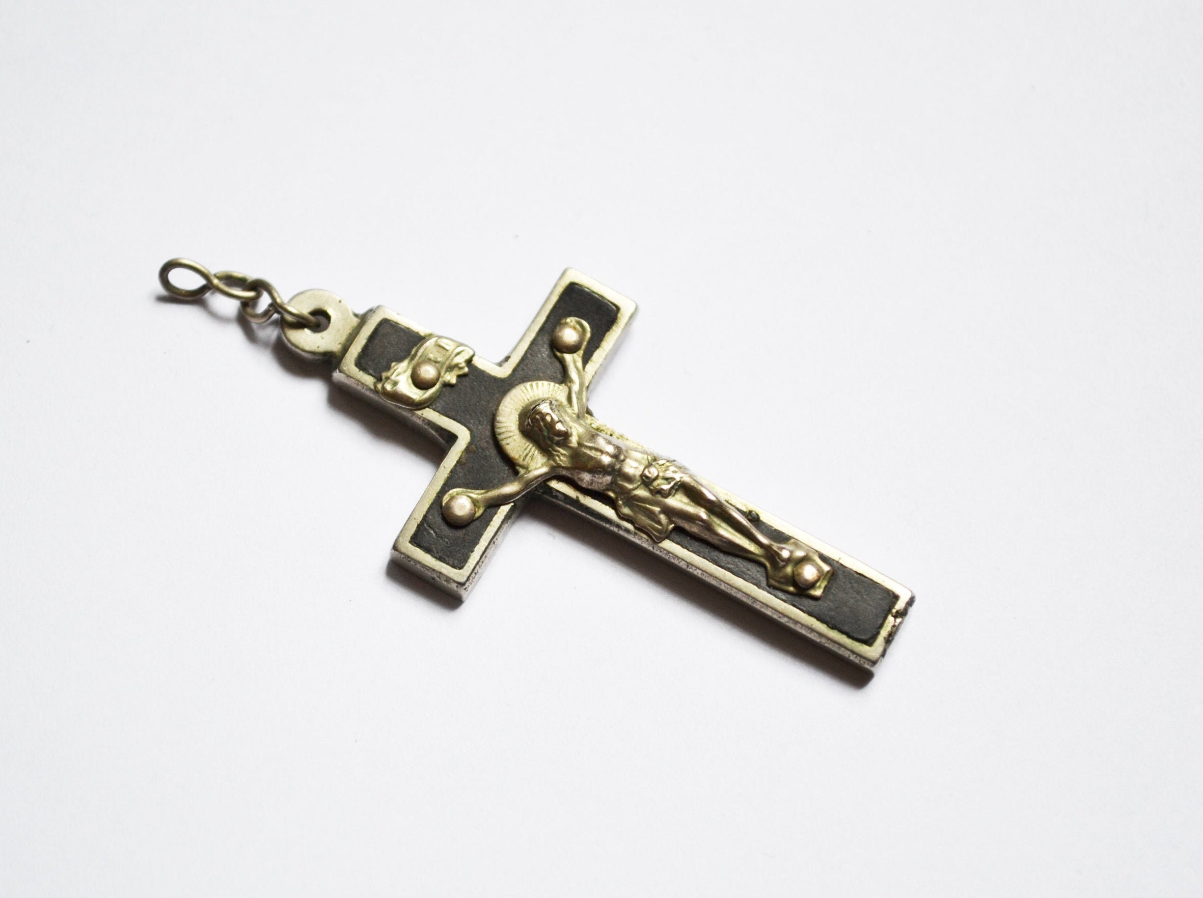 Crucifix, Metal et Bois, Croix Ancienne, Jésus Christ, Cadeau Chrétien, Antique, Religieuse, Communi