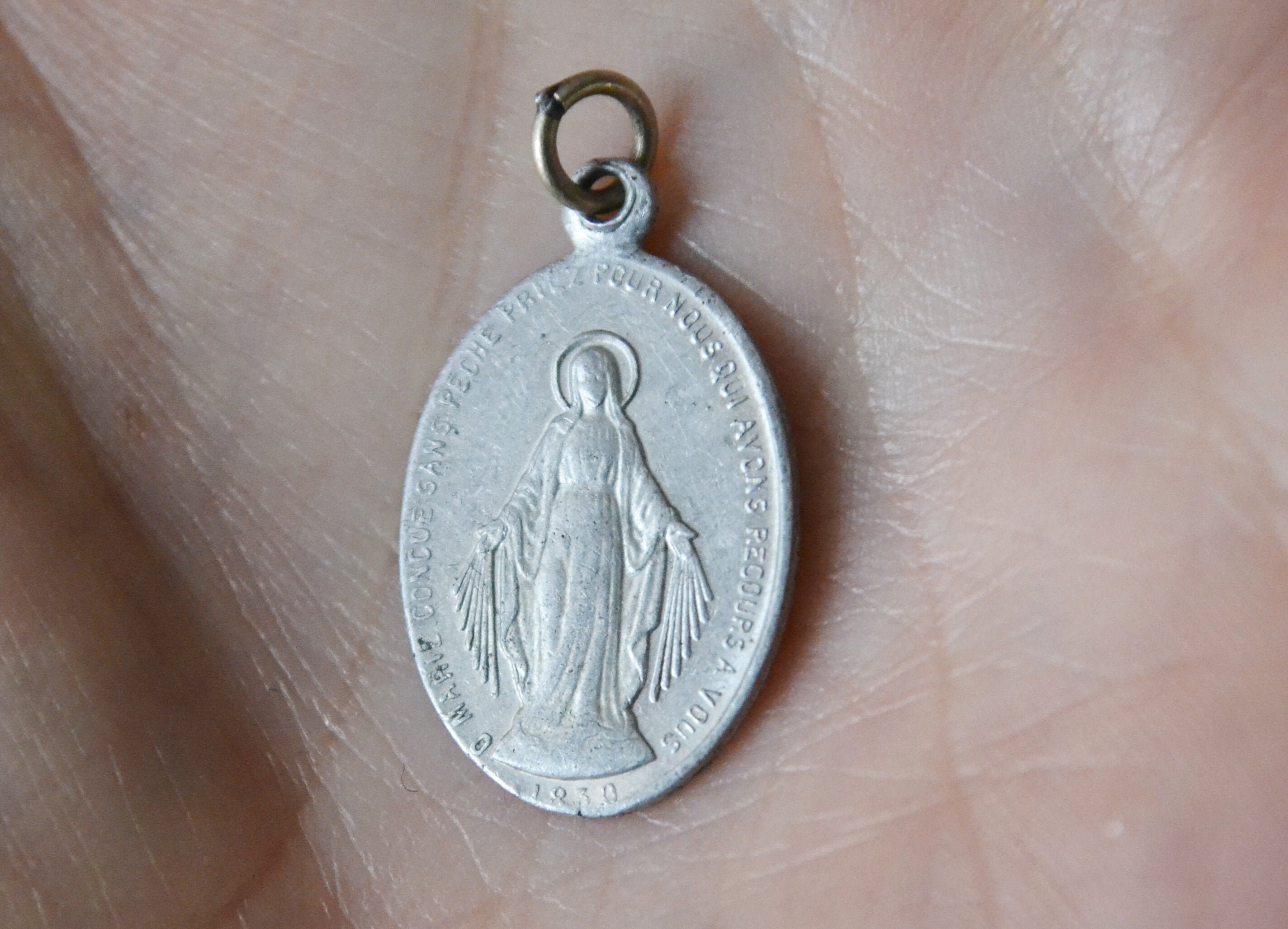 1830, Médaille Miraculeuse, Pendentif Vierge Marie, Apparition, France Vintage, Antique Médaille, Fr
