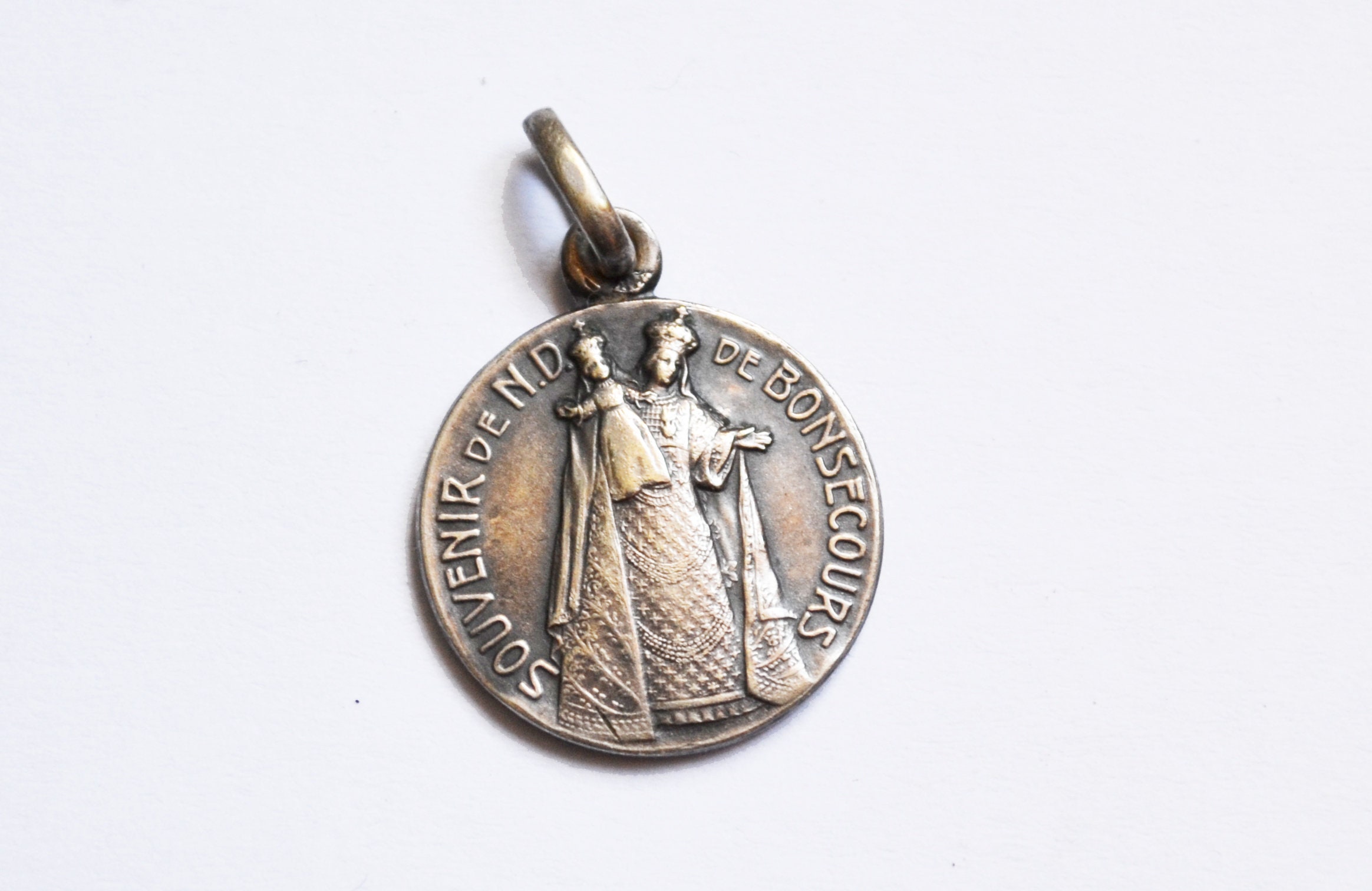 Notre Dame de Bonsecours, Médaille Religieuse, Eglise Bonsecours, Antique Français, France, Vintage