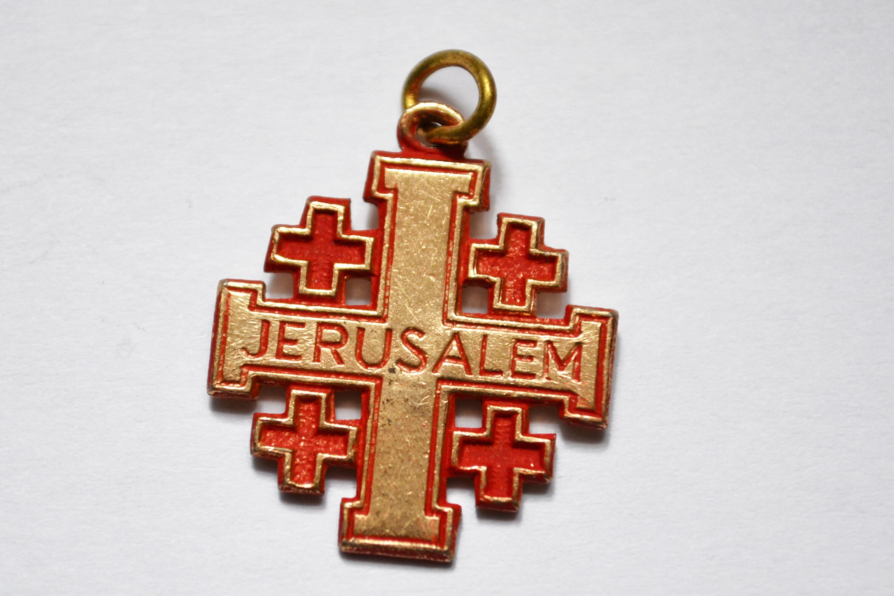 Ancien Crucifix, Croix Rouge, Croix Dorée, Catholique Médaille, Pendentif Médaillon, Sainte Breloque