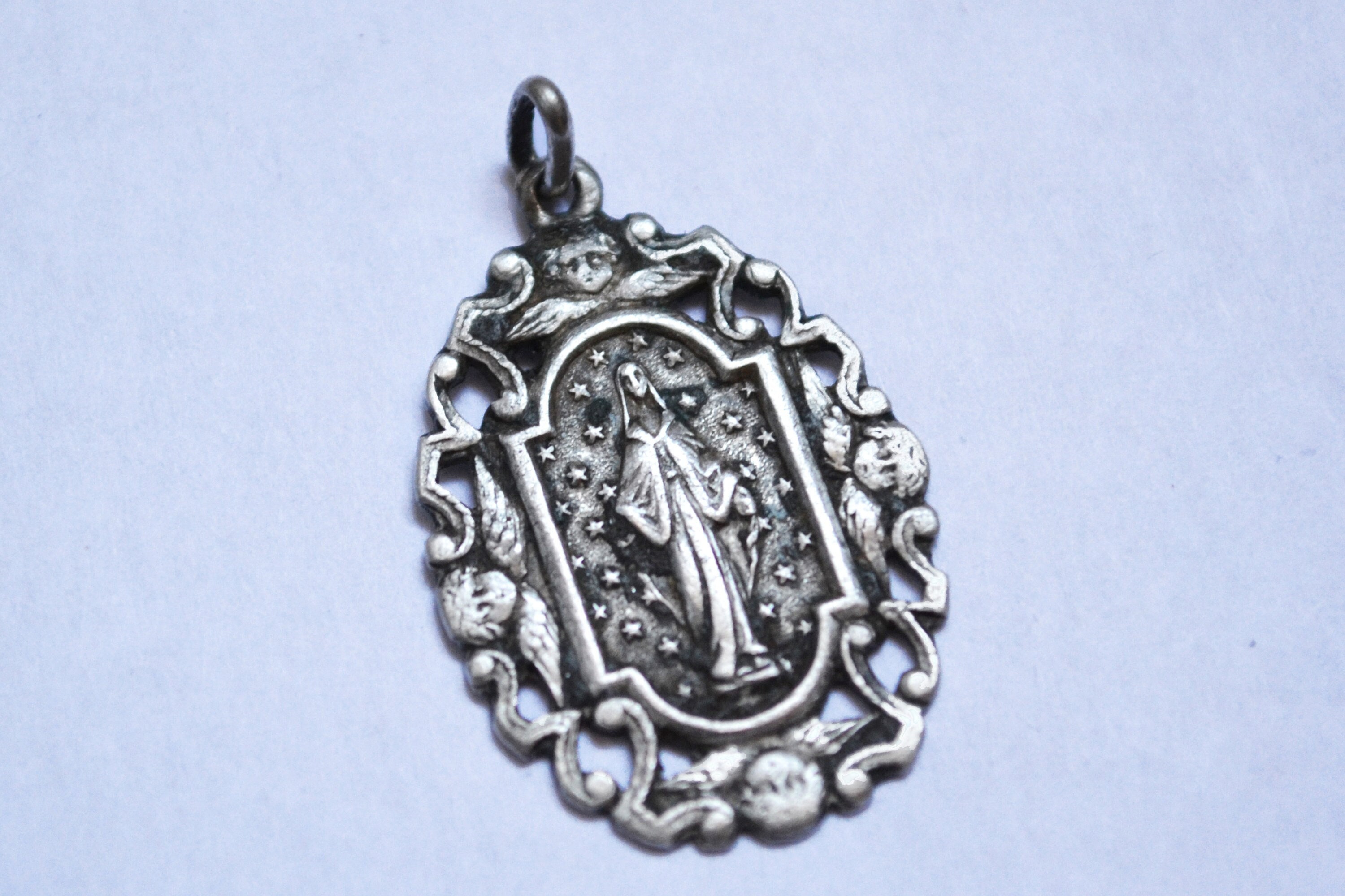 Magnifique Médaille, Vierge, Marie, Sainte, Médaille Religieuses, Antique, France, Mission
