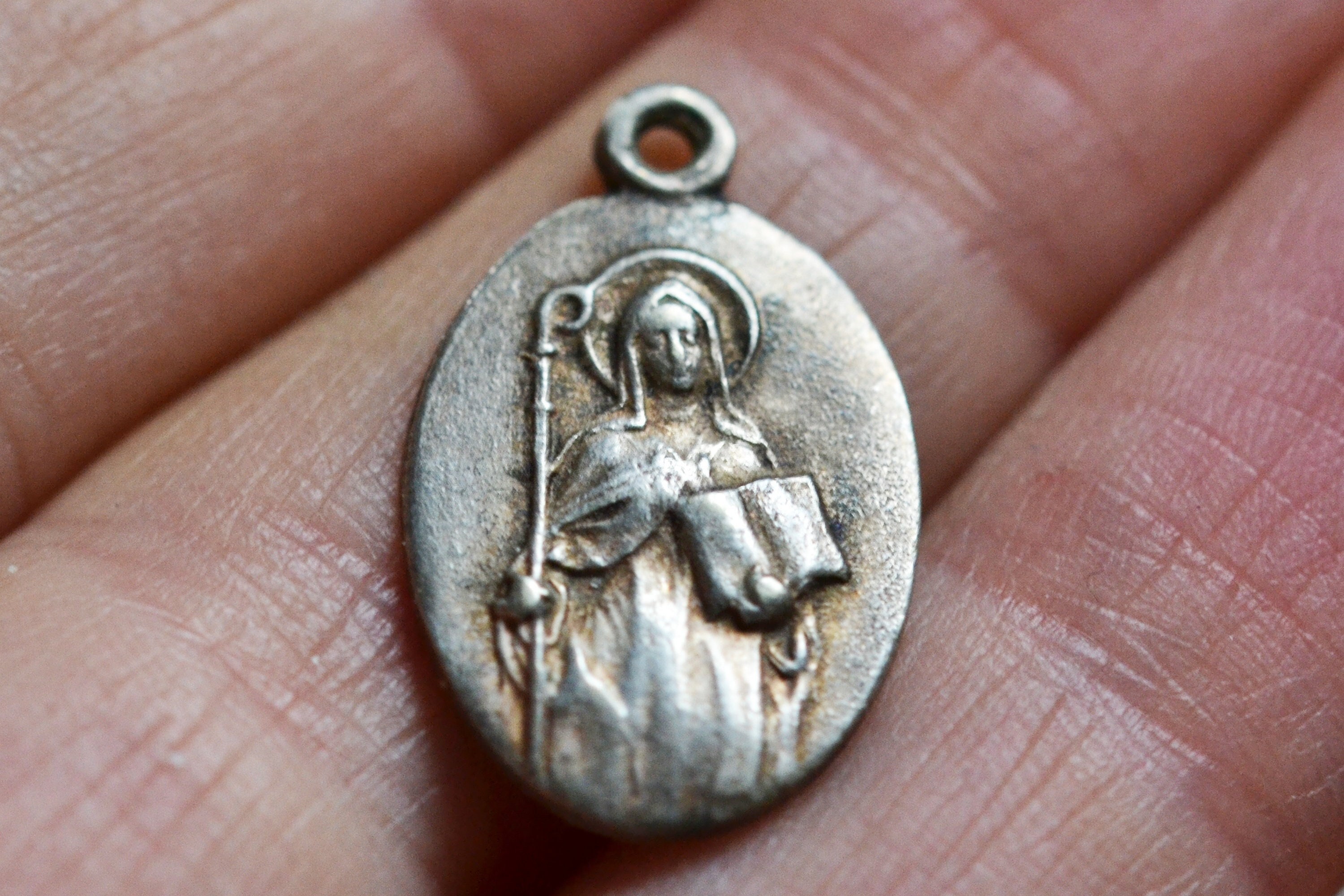 Sainte Odile, Alsace, Cadeau Religieux, Antique Français, Médaille, Pendentif