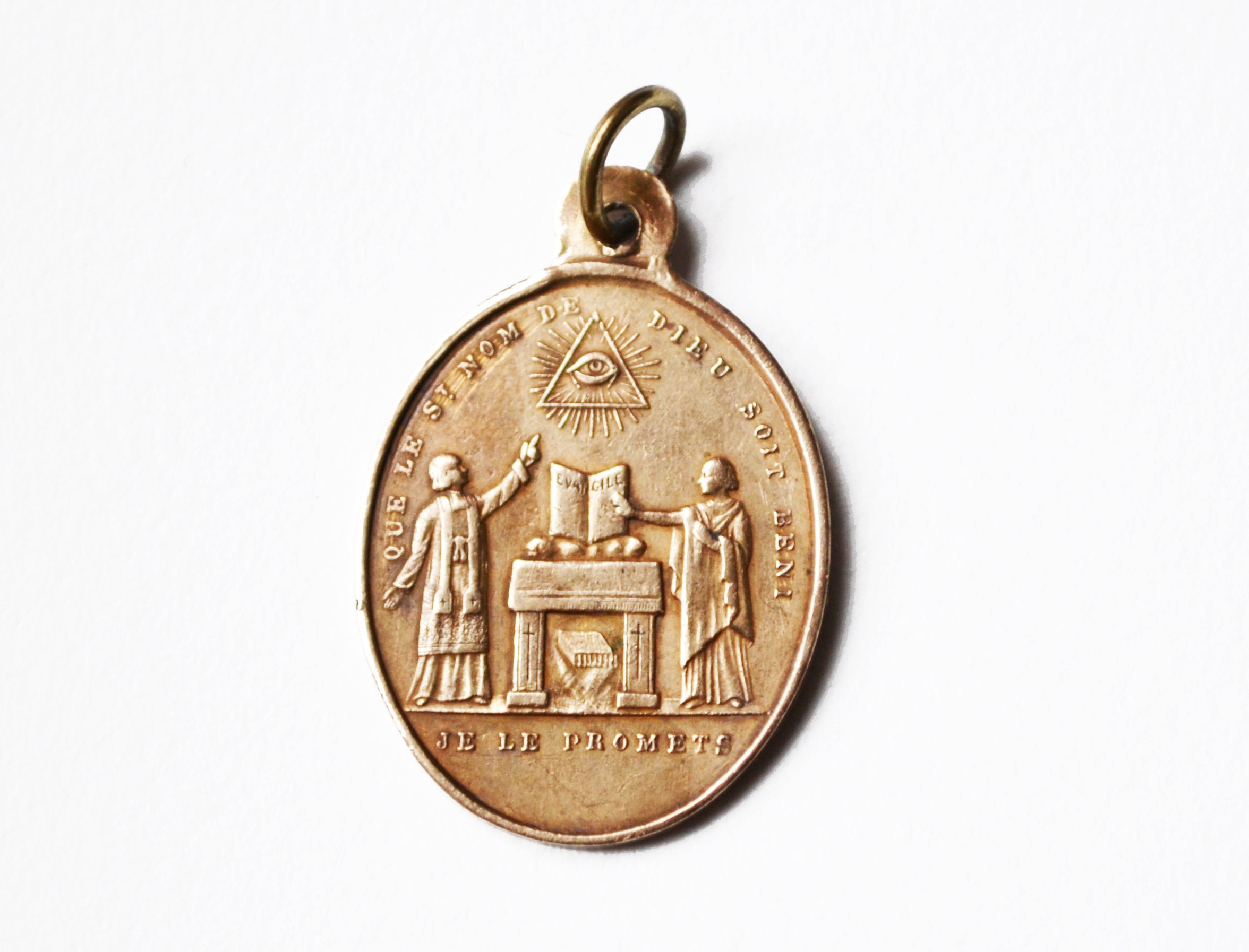 Rare, Fin Xix/Début Xxème, Médaille Religieuse, Oeil, Triangle, Prètres, Ancienne, Cadeau Religieux,