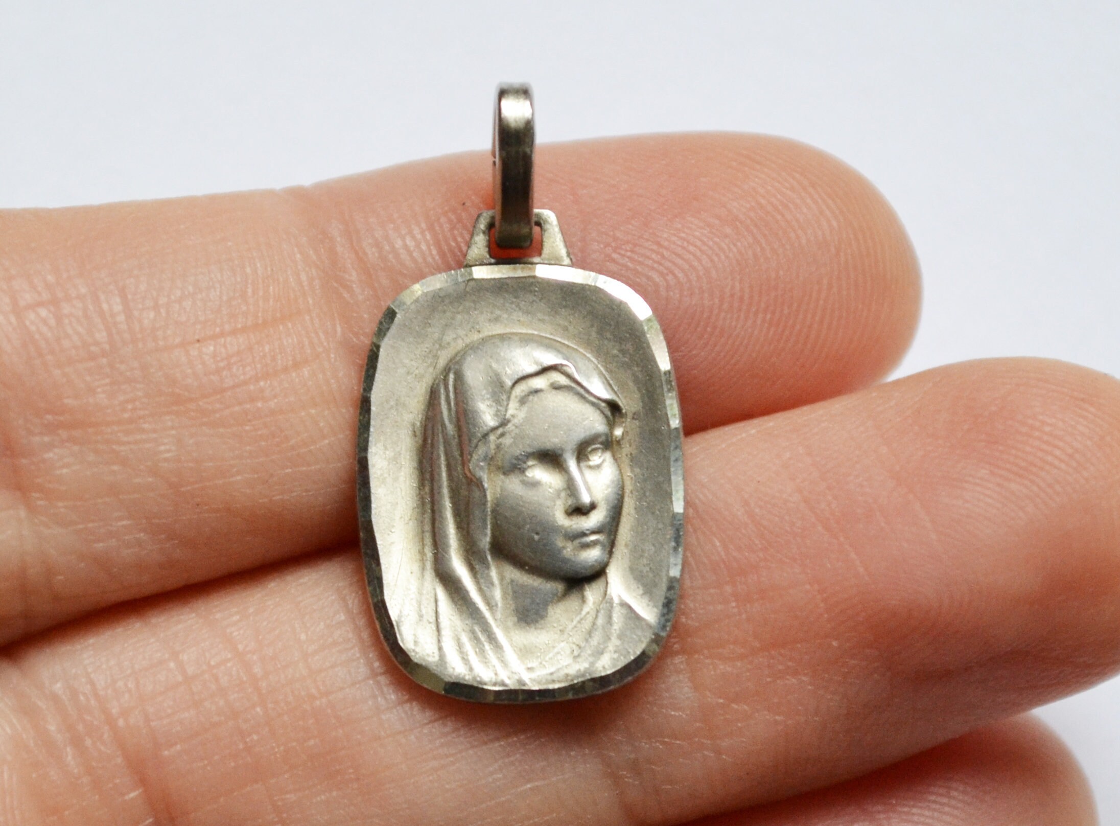 Pendentif Vierge Marie, France Vintage, Notre Dame de Lourdes Médaille Catholique, Souvenir Ste, Ant