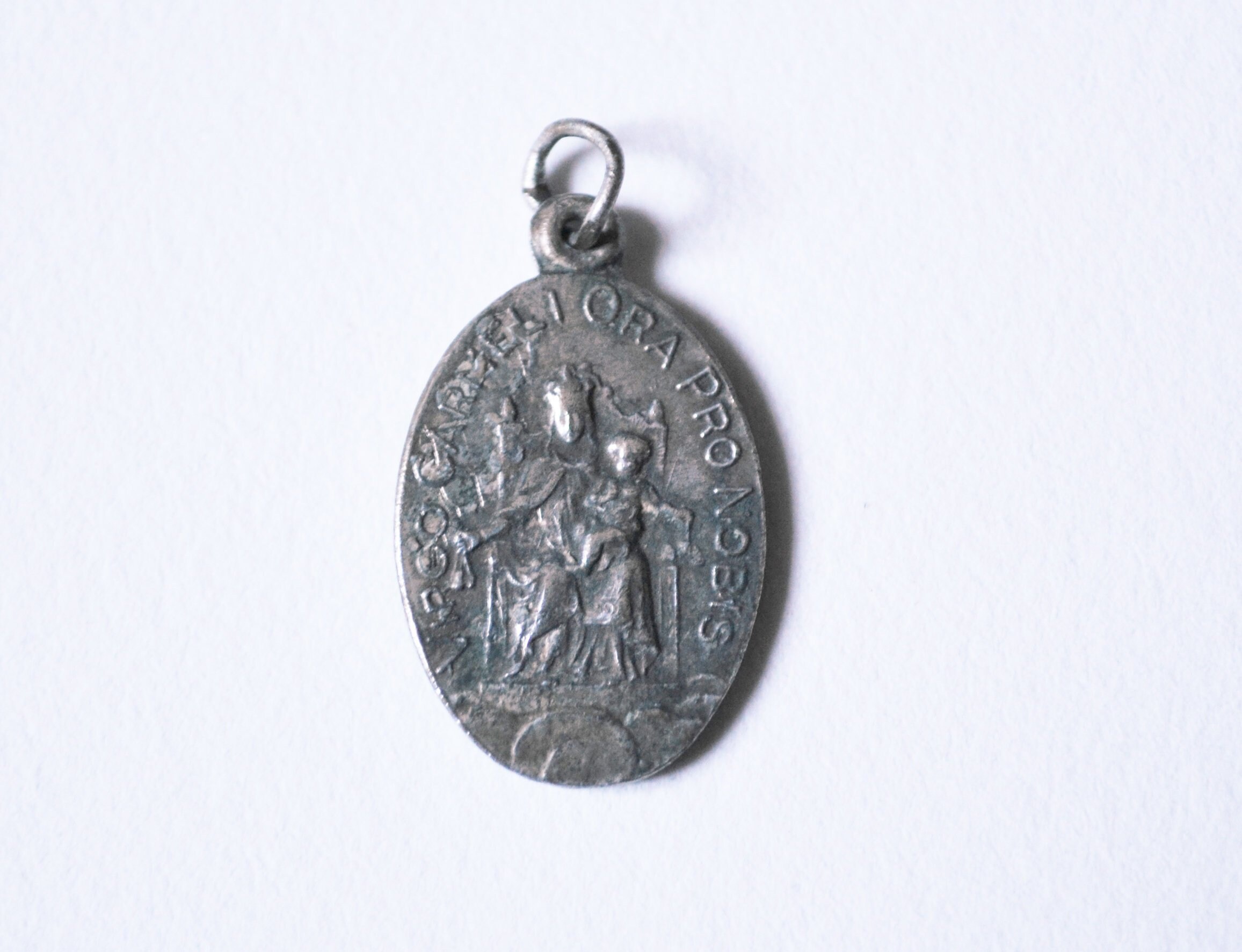 Médaille Antique, Sacré Coeur de Jésus et Notre Dame Mont Carme, Médaille Catholique, Antique France