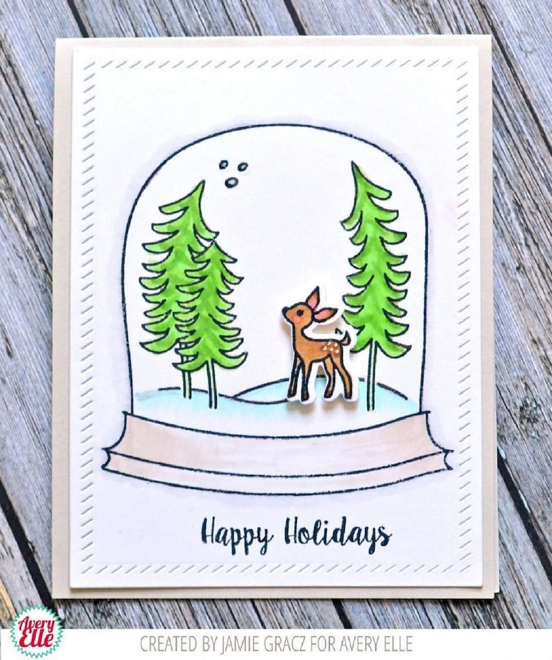 Avery Elle Photopolymer Stamp and Die Set Snow Globe 50/% OFF