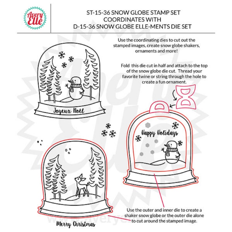 Avery Elle Photopolymer Stamp and Die Set Snow Globe 50/% OFF