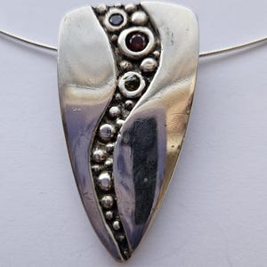 Artisan handmade Fine Silver PMC &quot;River Pebbles&quot; Pendant set with three CZ&#39;s. Fire Opal, Alexandrite, and Hessonite Garnet. Chain options.