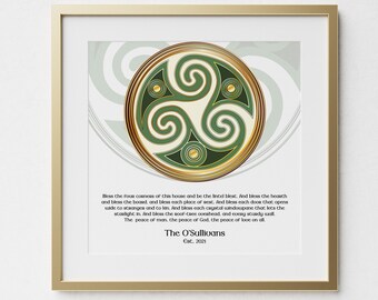 Personalized Décor |Irish Wall Art Blessing Print | Christian Housewarming Gifts For Women | Made in Ireland | Gaelic Peace Blessing