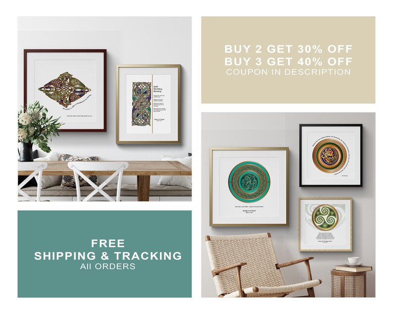 Ireland Home Decor, Irish Blessing Birthday, Framed Art Wall, Book of