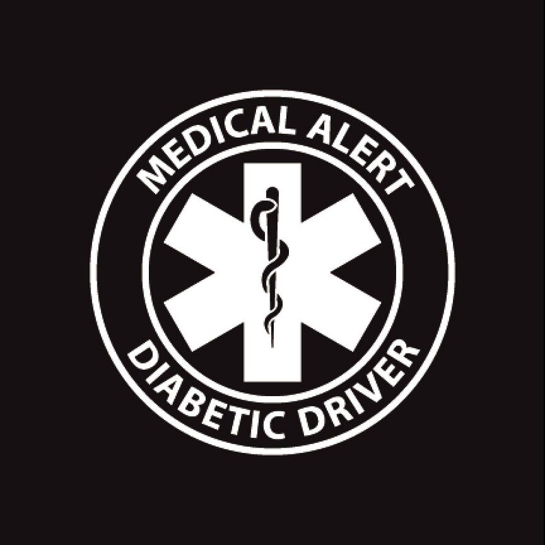 Diabetic Driver Medical Alert Decal Vinyl Sticker Etsy