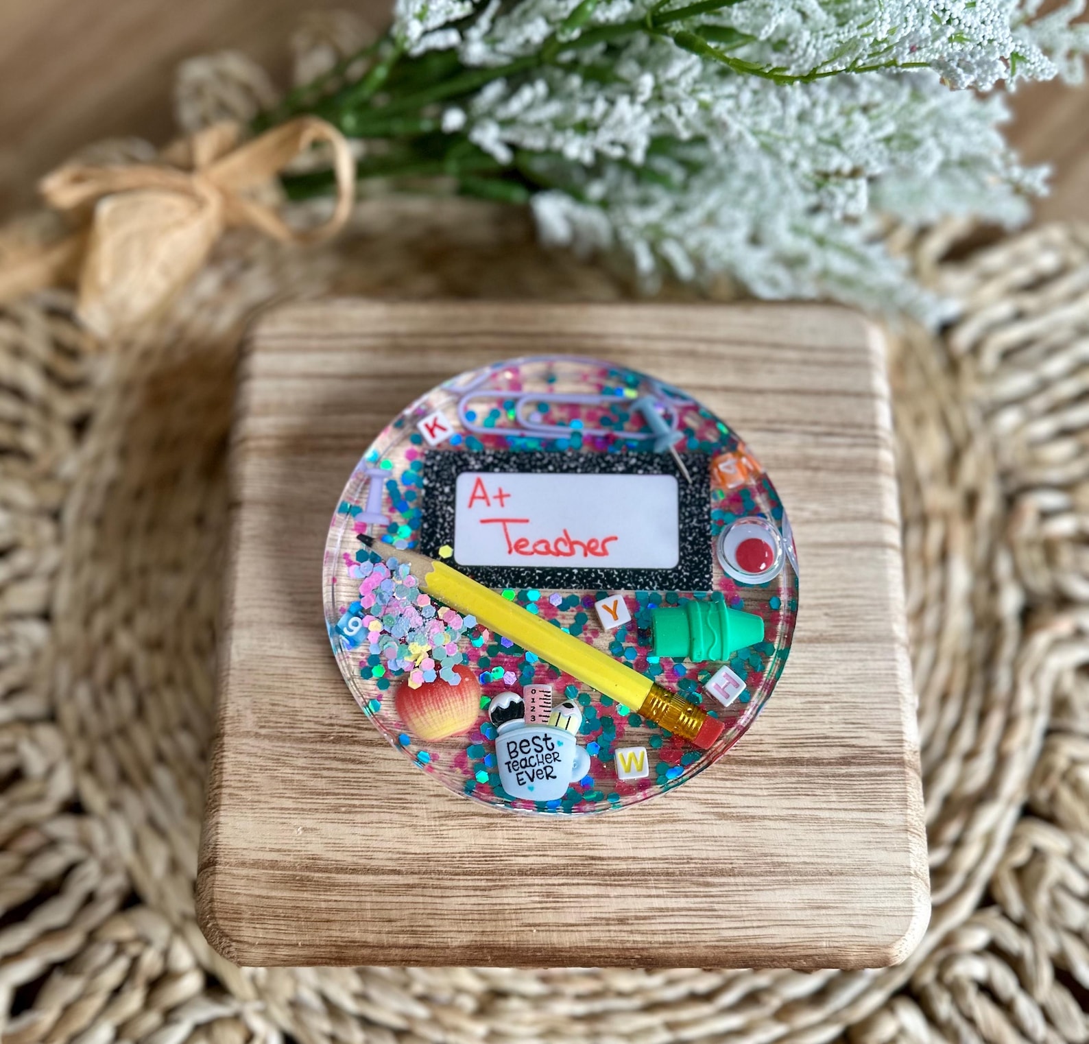 Epoxy Resin Teacher Appreciation Coaster: Handmade Desk Decor - Etsy