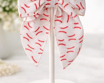 Baseball Hair Bow: Sport Polyester Bow