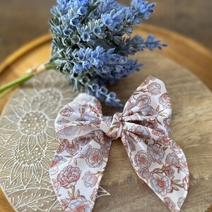 Spring Time Polyester Hair Bow for Girls, Hair Bows for any Occassion, Beautiful Bow, Gifts for her, Floral Hair Bow, Spring Fashion Bow