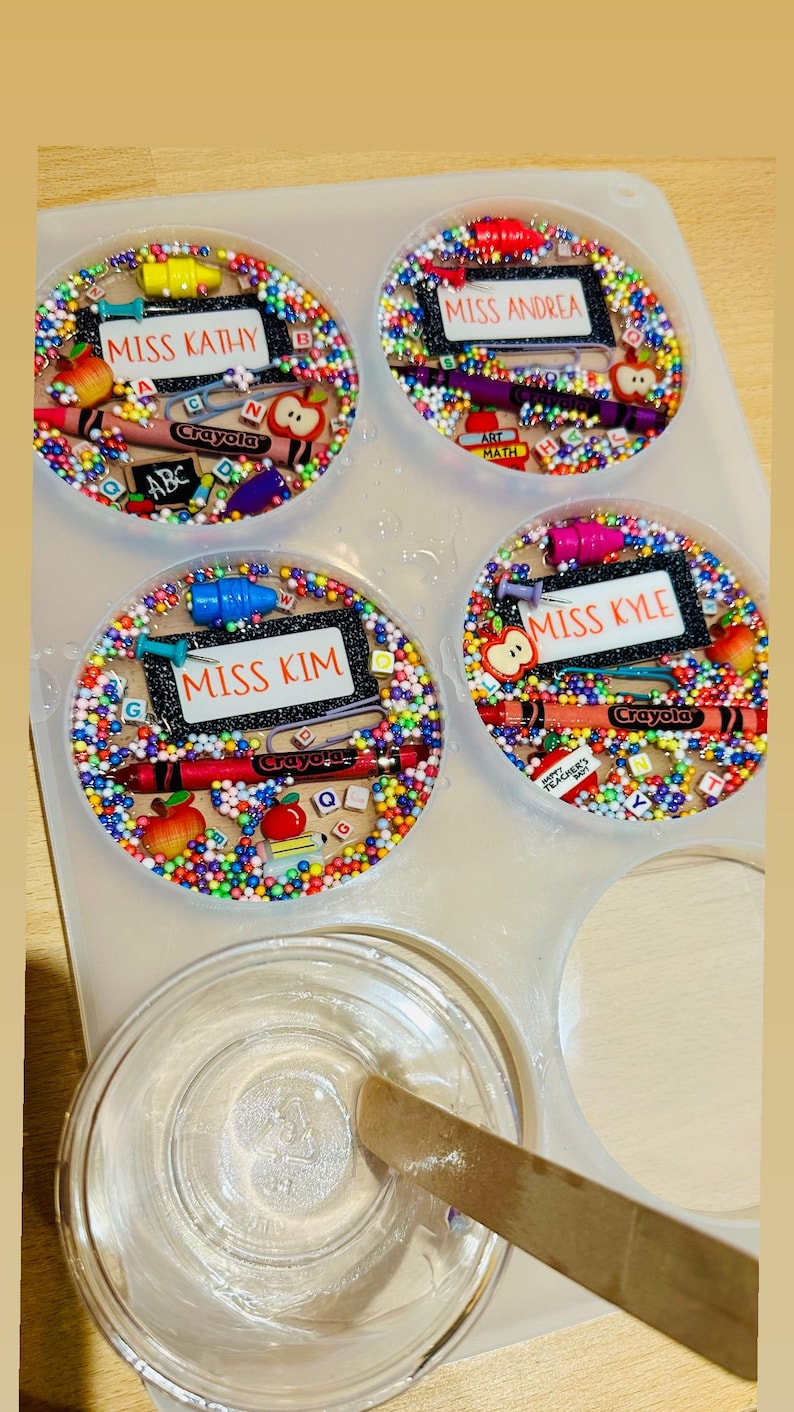 Epoxy Resin Teacher Appreciation Coaster: Handmade Desk Decor - Etsy