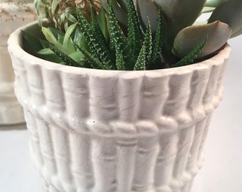 Vintage Bamboo Woven Tea Storage Basket Green Plant Succulent Flower Pot Basket