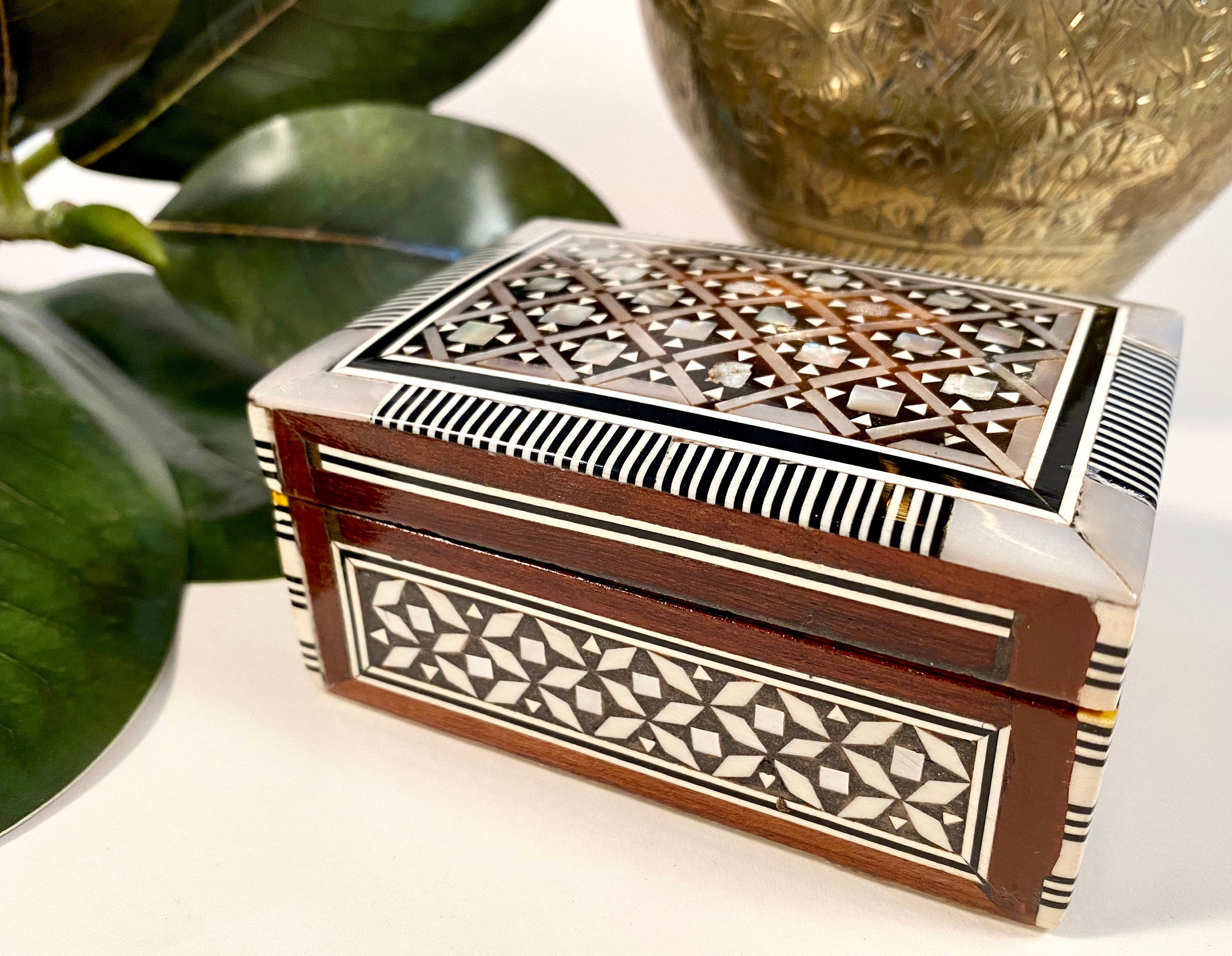 Indo Persian Micro Mosaic Inlaid Wooden Box | Mother of Pearl