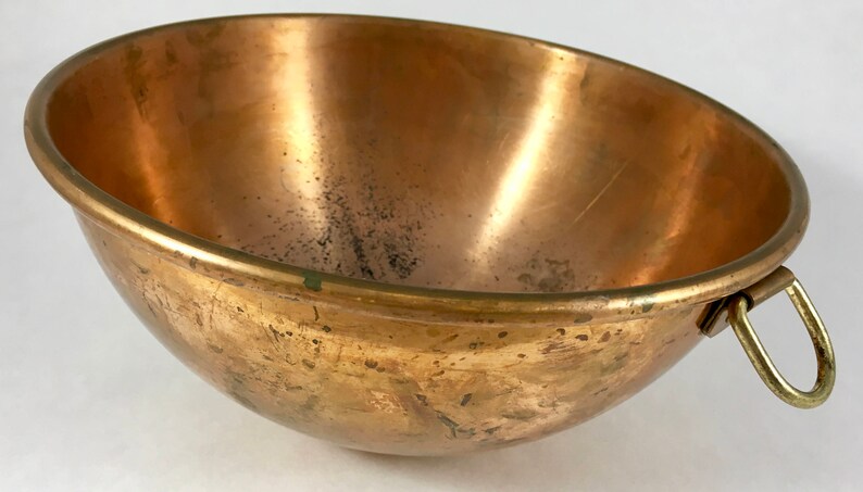 Copper Mixing Beating Bowl With Thumb Ring Verdigris Patina - Etsy