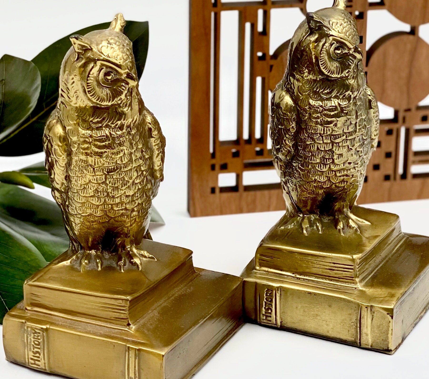 Brass Owl Bookends