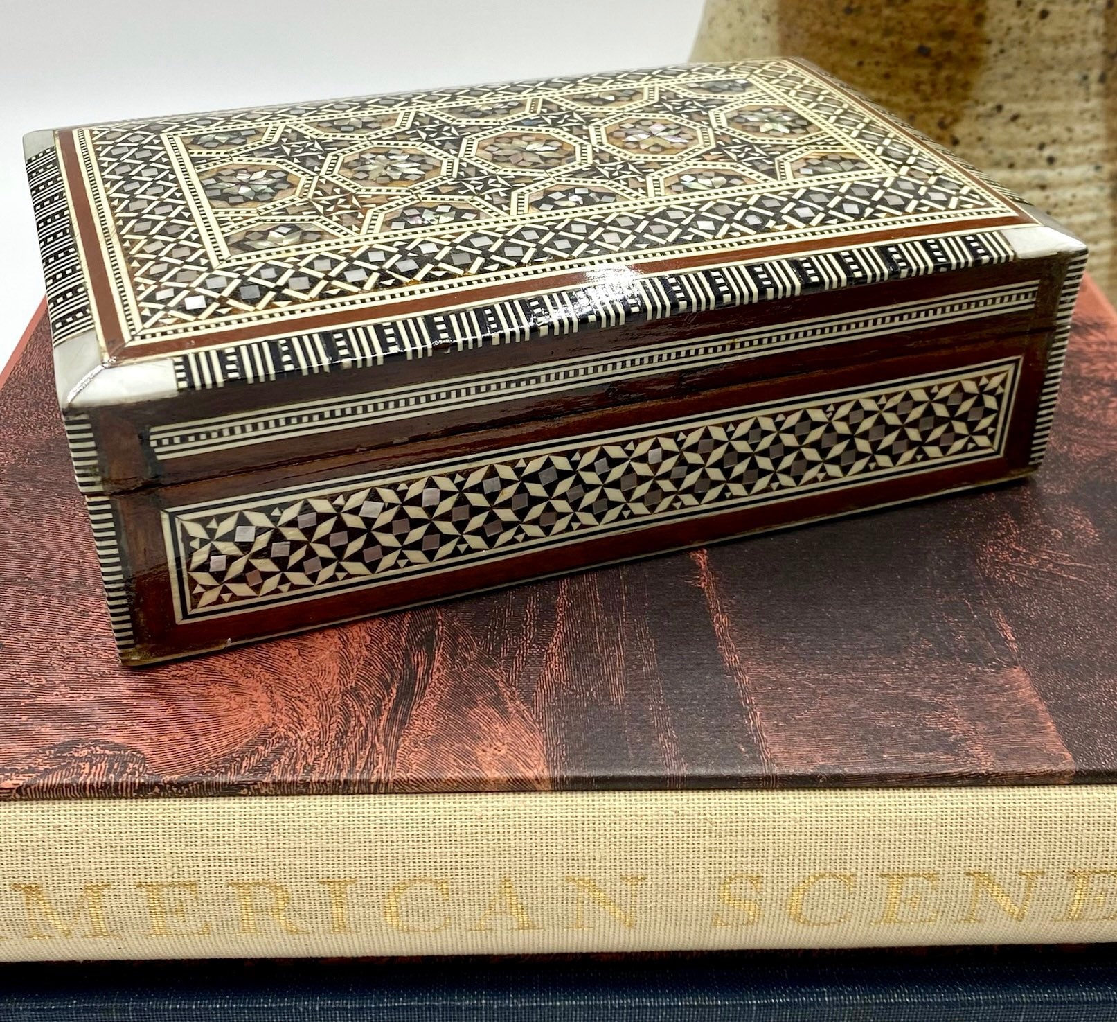 Indo Persian Micro Mosaic Inlaid Wooden Box | Mother of Pearl Inlay ...