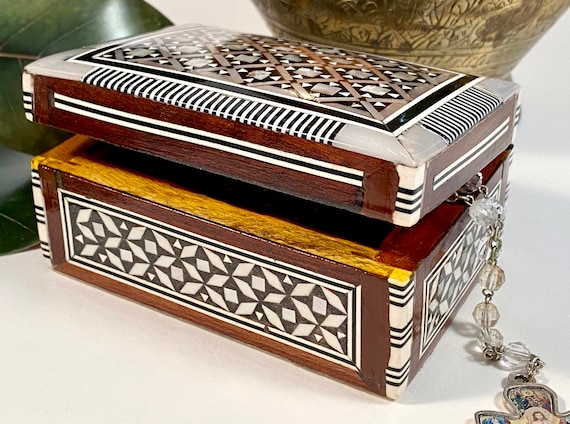 Indo Persian Micro Mosaic Inlaid Wooden Box | Mother of Pearl
