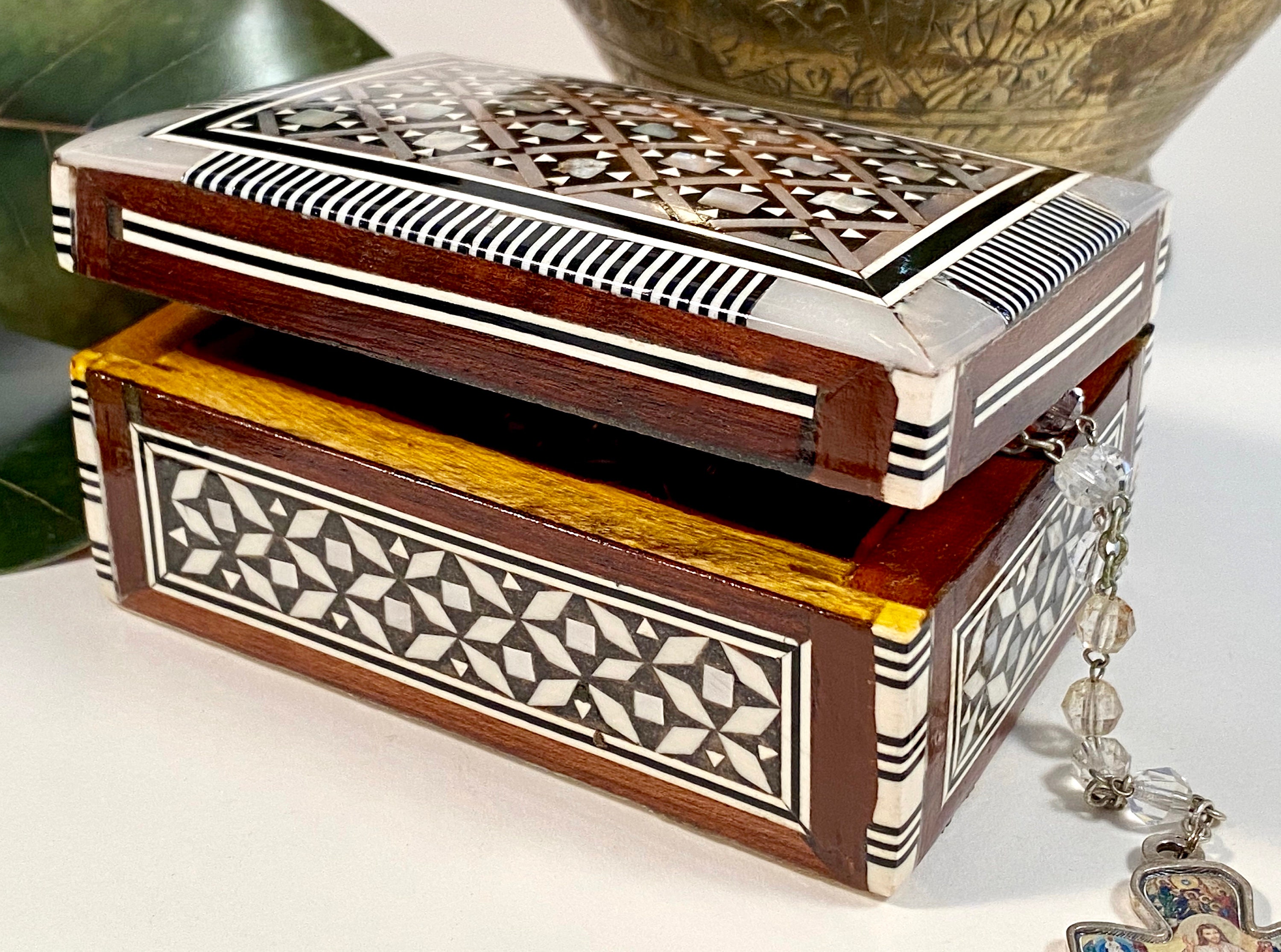 Indo Persian Micro Mosaic Inlaid Wooden Box | Mother of Pearl