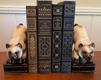 Vintage Pair of Takahashi Ceramic Siamese Cat Bookends