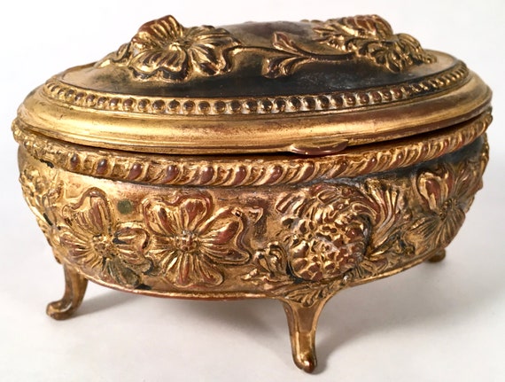 Art Nouveau Ormolu Jewelry Box Jennings Brothers Cast Metal Jewelry Casket Vintage Ornate Jewelry Box Repousse Dogwood Raised Design Art Nouveau Ormolu Jewelry Box Jennings Brothers Cast Metal Jewelry Casket Vintage Ornate Jewelry Box Repousse Dogwood Raised Design