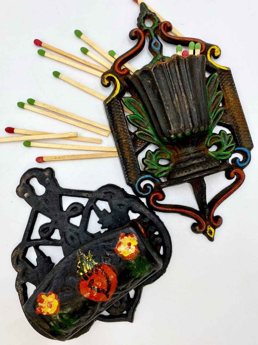 Darling Vintage Cast Iron Matchstick Holders Fireplace - Etsy