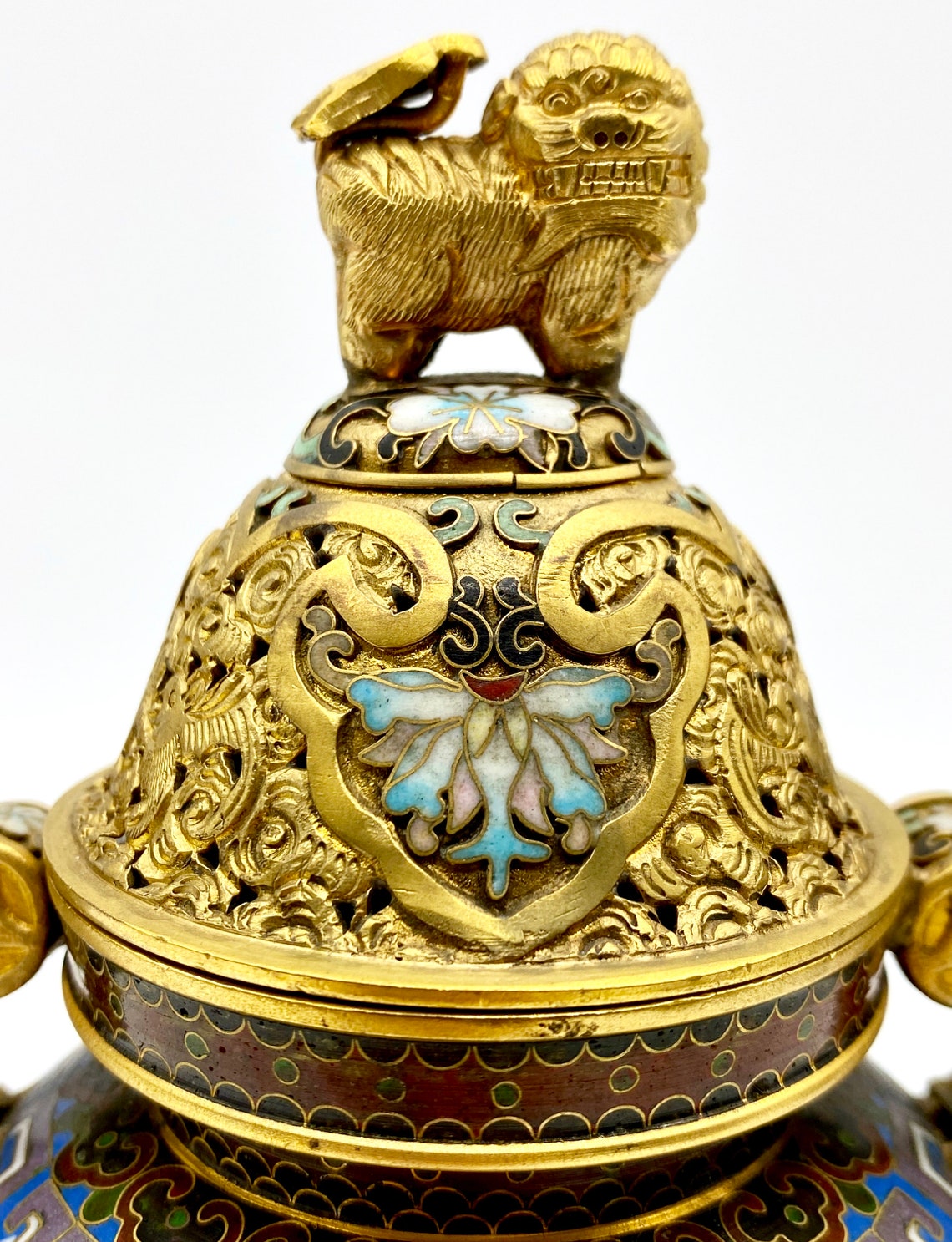 Antique Chinese Cloisonné Censer Enameled Urn Footed Urn Etsy