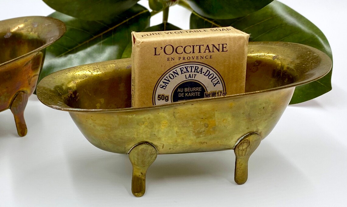 Vintage Brass Clawfoot Tub Soap Holder Figural Clawfoot Tub Etsy