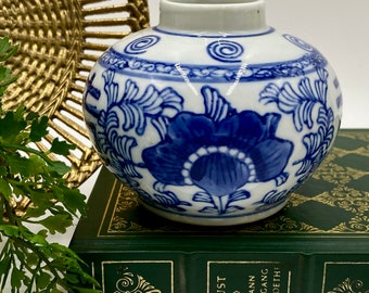 Small Vintage Blue and White Ceramic Vase | The Canton Collection by Two’s Company | Chinese Porcelain Jar | Tabletop or Open Shelf Decor
