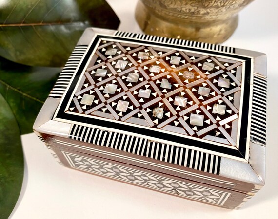 Indo Persian Micro Mosaic Inlaid Wooden Box | Mother of Pearl