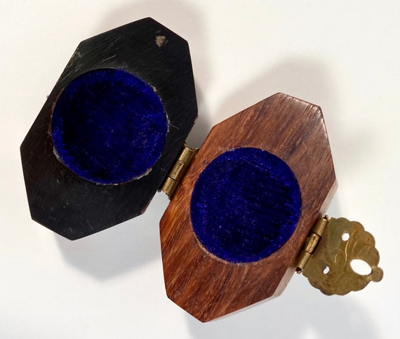 Tiny Wooden Ring Box | Decorative Inlay | Brass F… - image 5