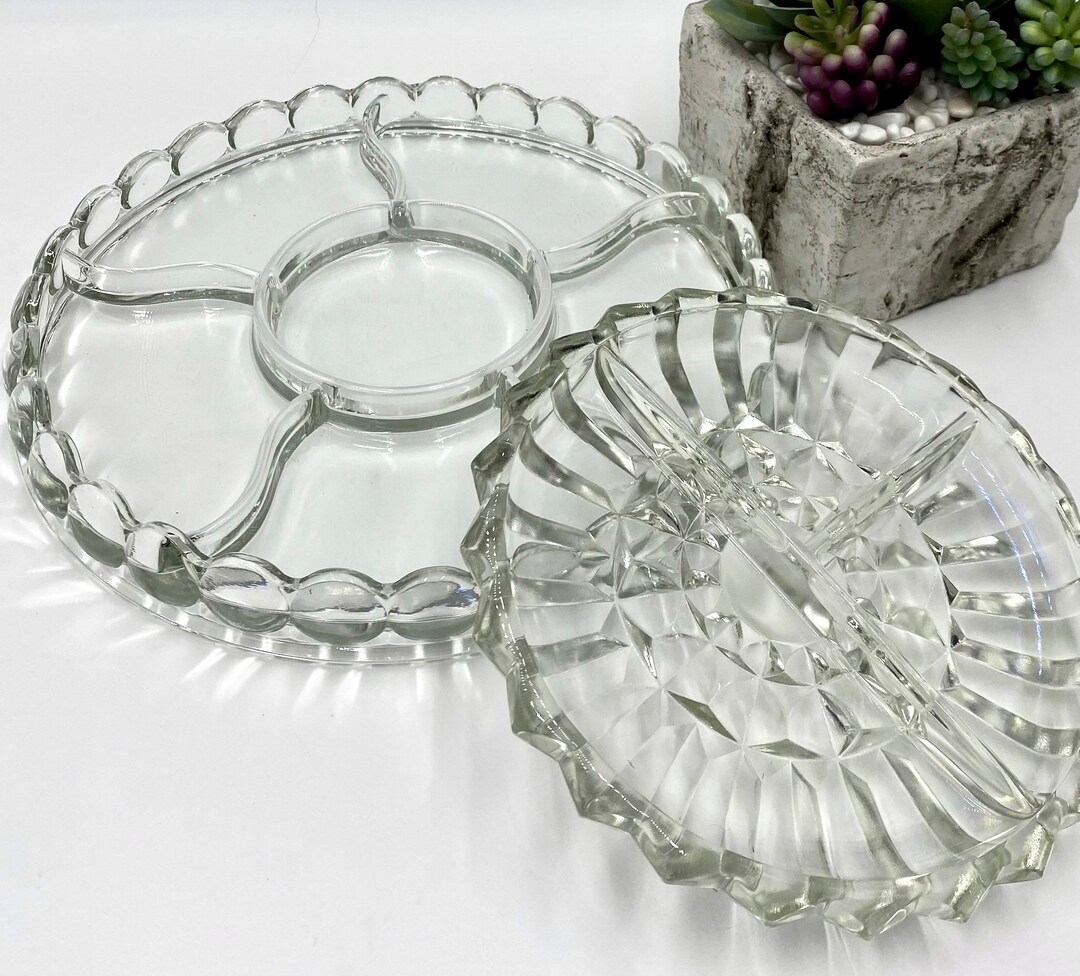 Vintage Pressed Glass Round Vanity Tray Perfume Tray Etsy
