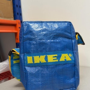 Handmade Reworked IKEA FRAKTA Shoulder Bag - Upcycled Blue Tote, One of a Kind Recycled Fashion Accessory, Fun Statement Bag